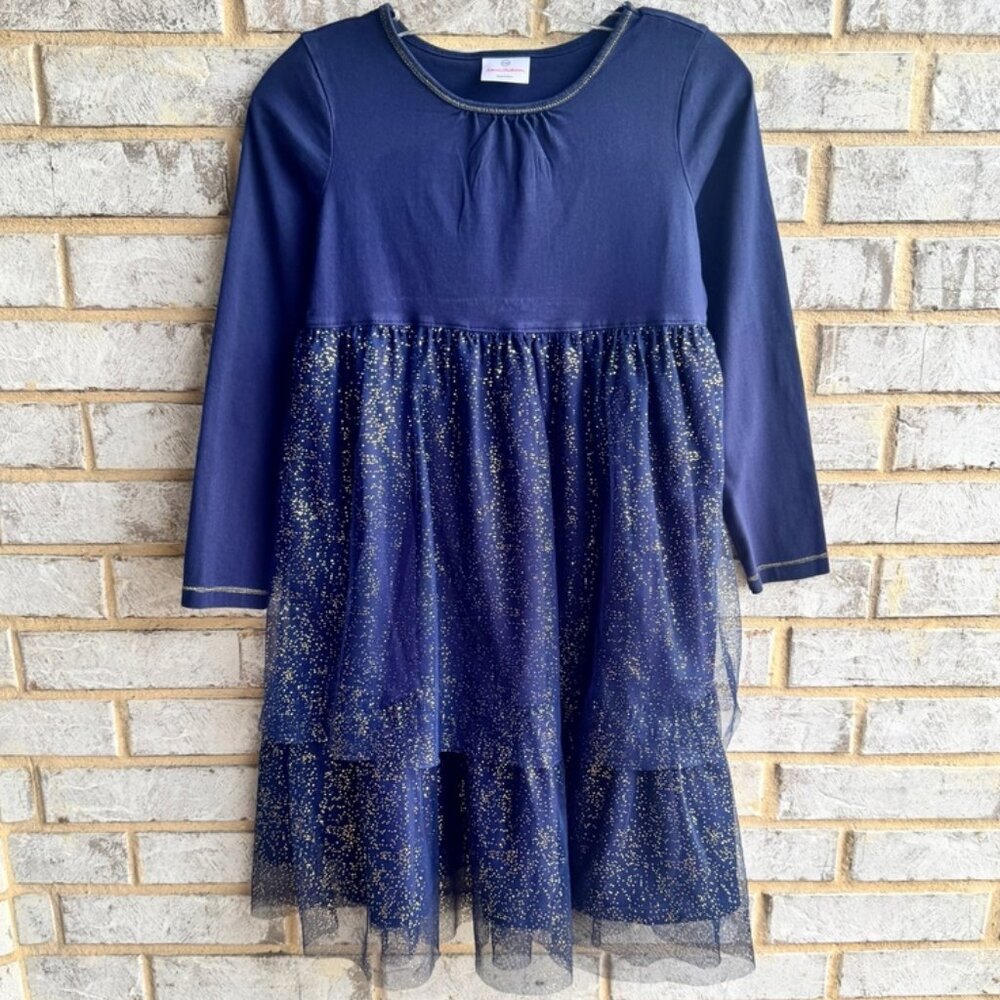 Hanna Andersson Long Sleeve Layered  Golden Sparkle Dress Girls Size 150cm (12)